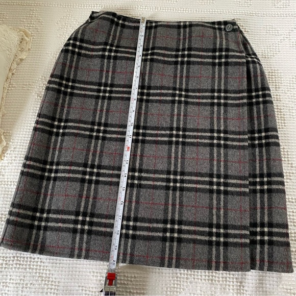 Wool Plaid Wrap Skirt Carole Little 2P Petite - Picture 10 of 13